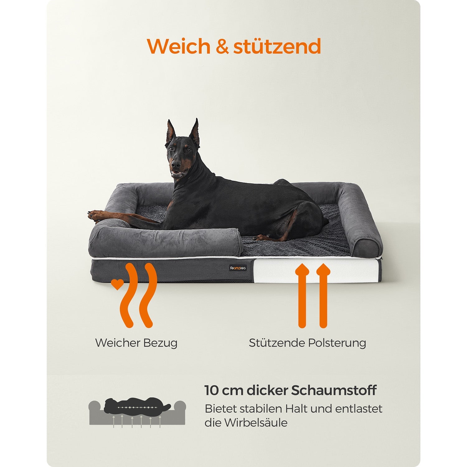 Orthopedic dog bed - Dog bed - With raised edge - 120 x 85 x 25 cm - Black