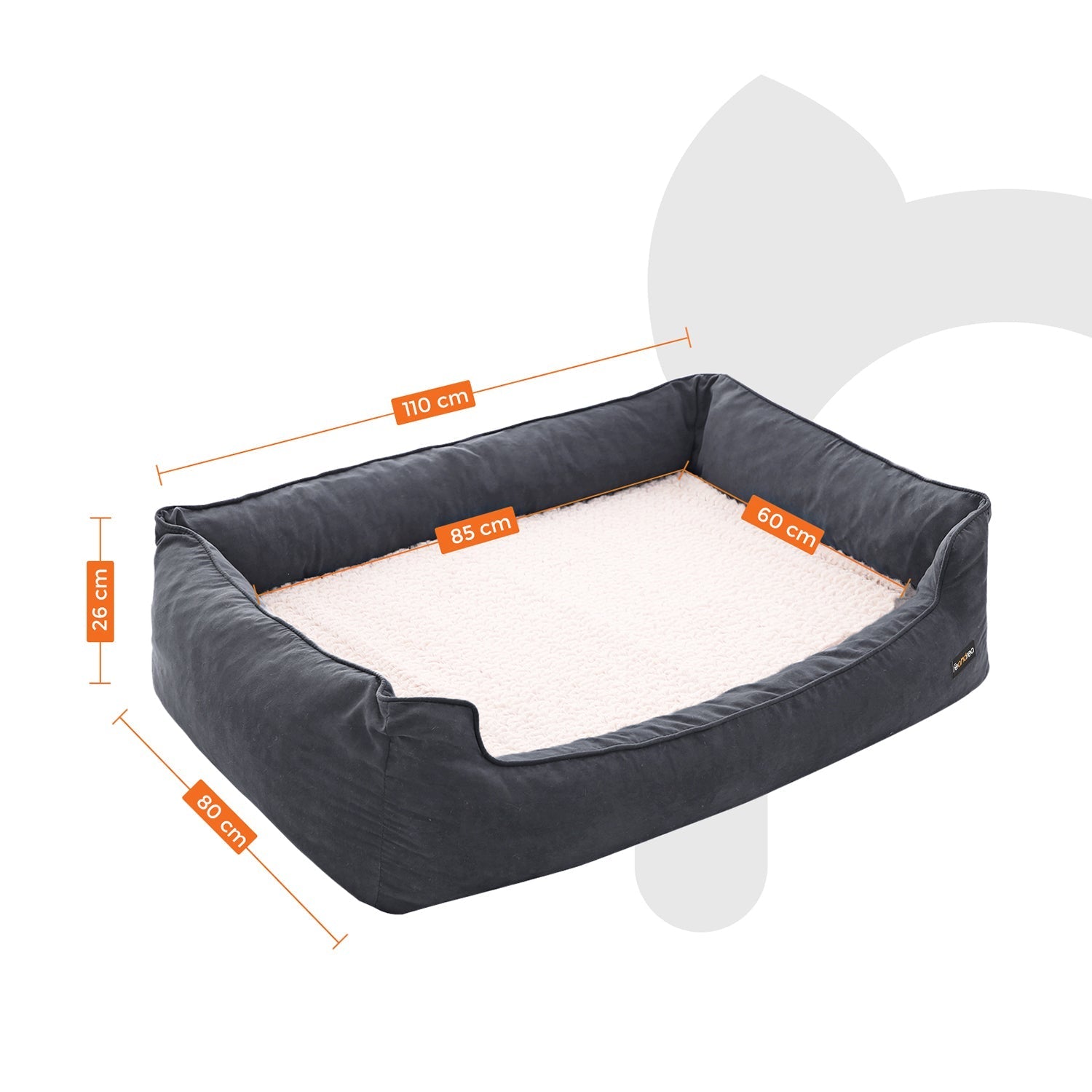 Orthopedic dog bed - 110 x 80 x 26 cm - Black