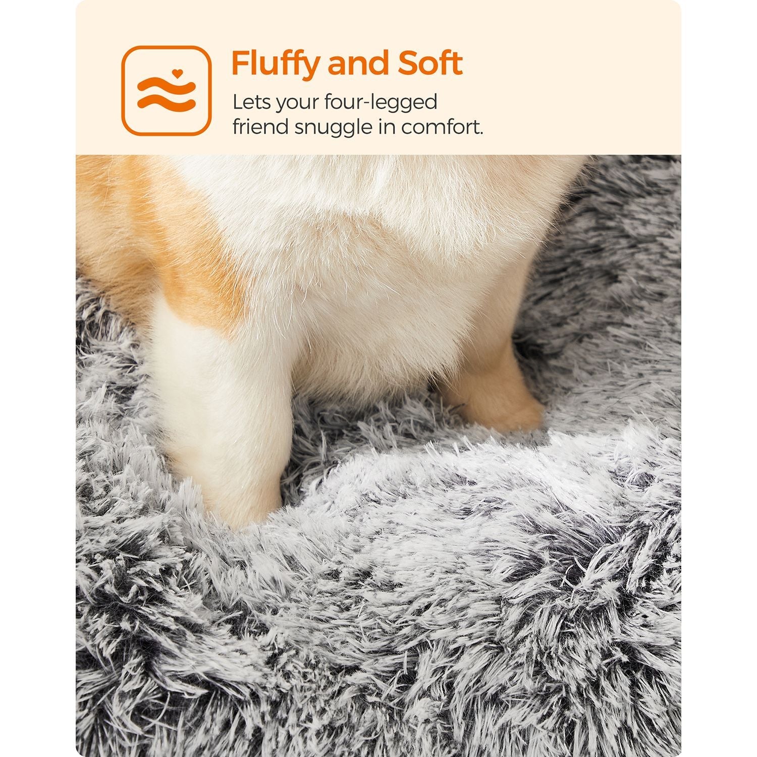 Dog basket - Fluffy dog mat - Light gray