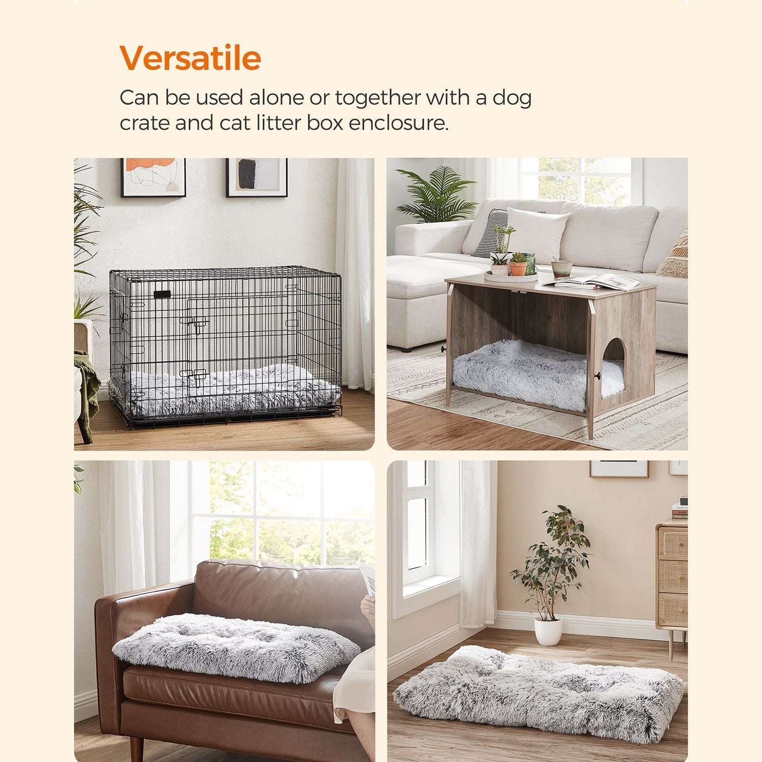 Dog bed - downy dog cushion - light gray