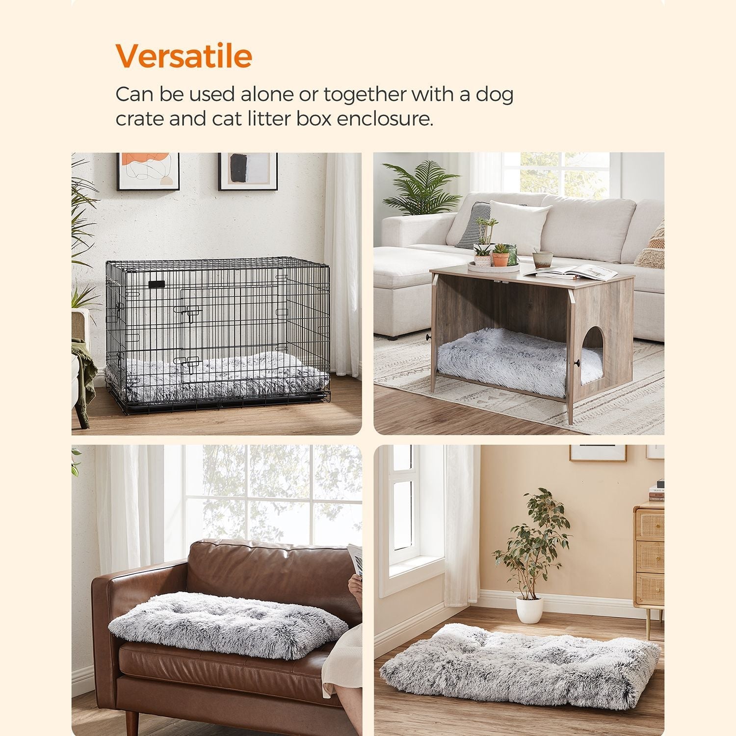 Dog bed - downy dog mat - 122 x 74 cm - light gray