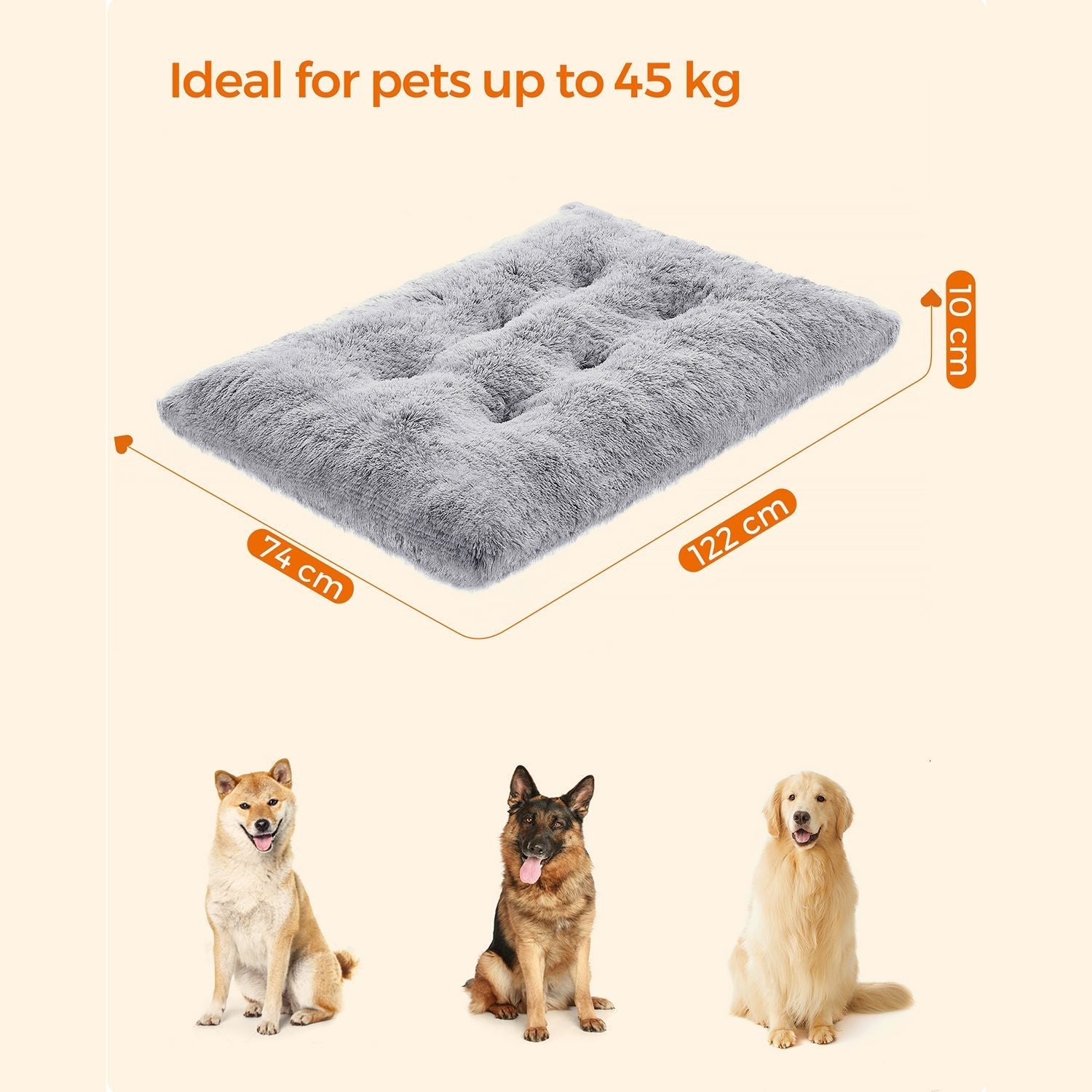 Dog bed - downy dog mat - 122 x 74 cm - light gray