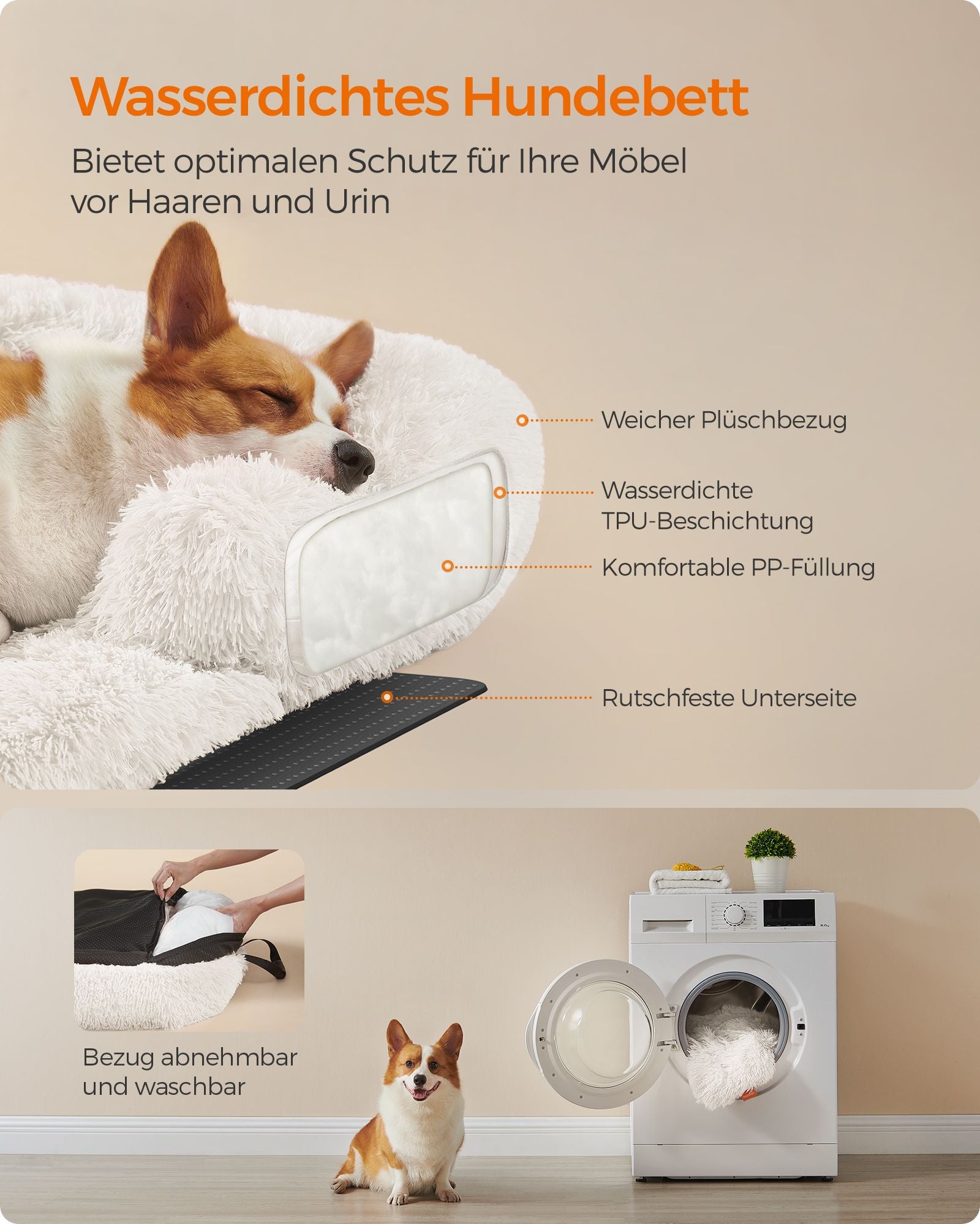 Dog basket - Warm & Cozy - 95 × 85 × 16 cm - Wolkwit