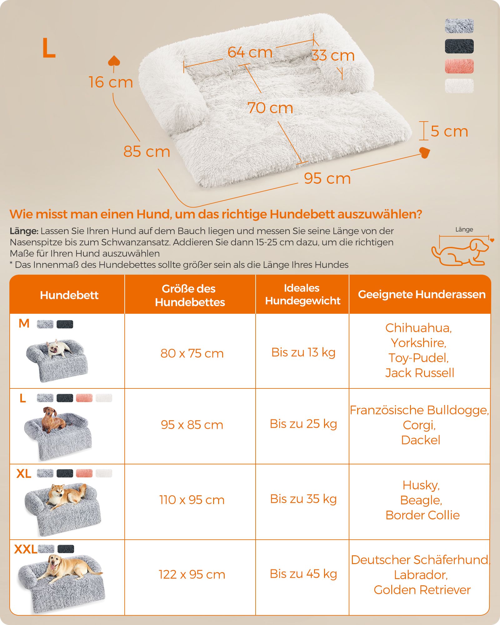 Dog basket - Warm & Cozy - 95 × 85 × 16 cm - Wolkwit