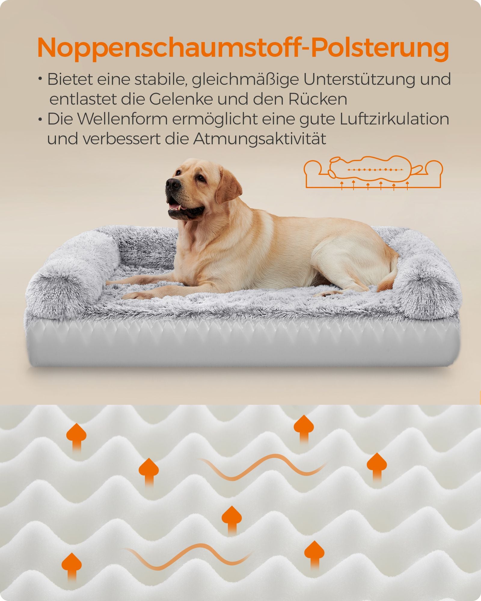 Dog cushion size XXL removable and washable Ombré Gray