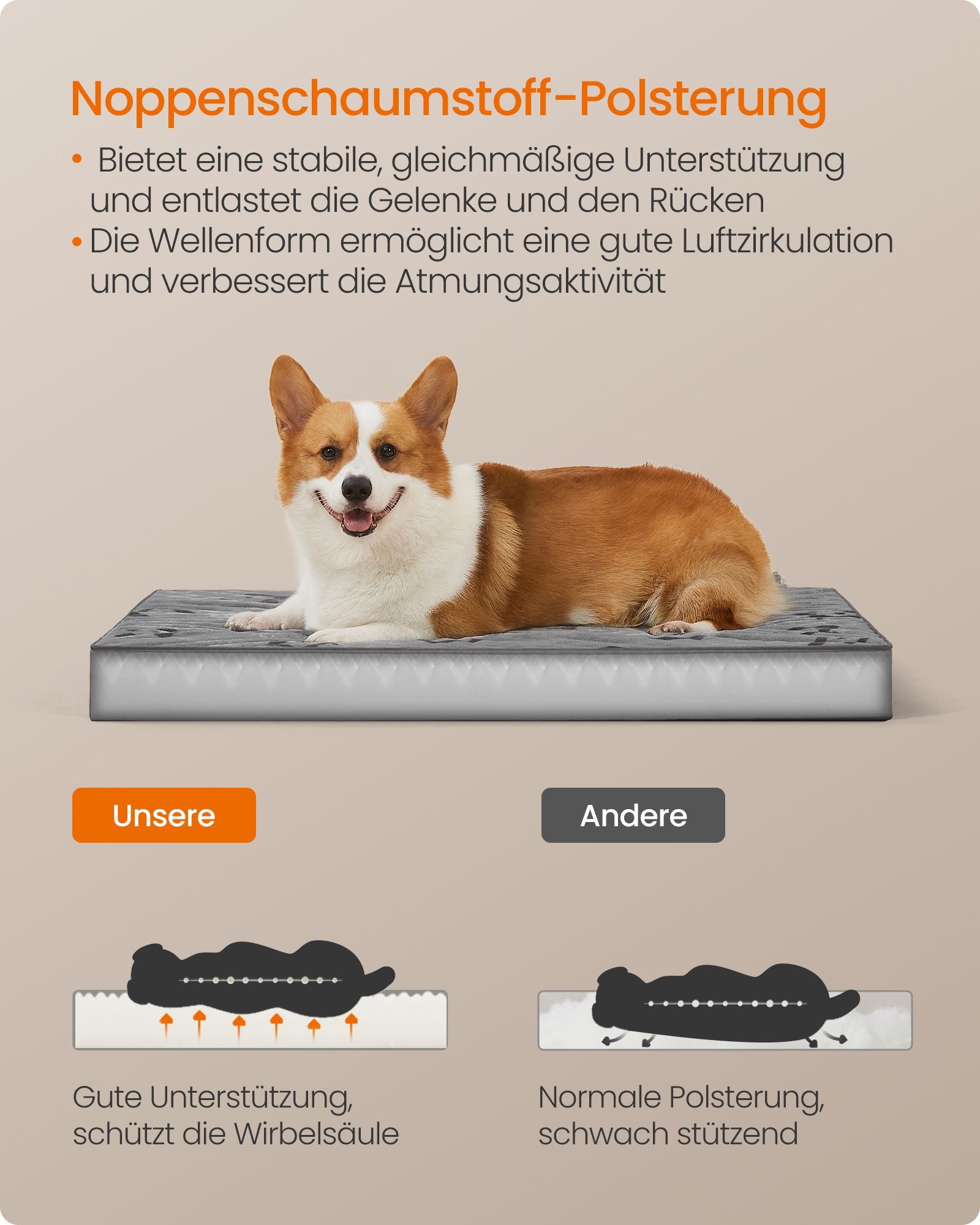Orthopedic dog bed 91 x 68 x 8 cm size L