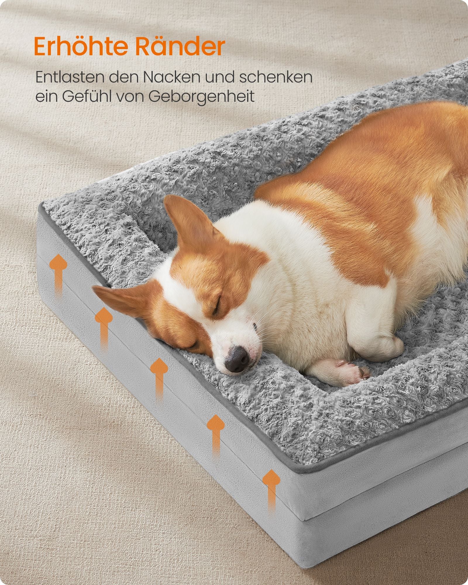 Orthopedic dog bed with plush cover 91 x 68 x 16 cm