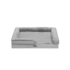 Orthopedic dog bed with plush cover in pigeon gray