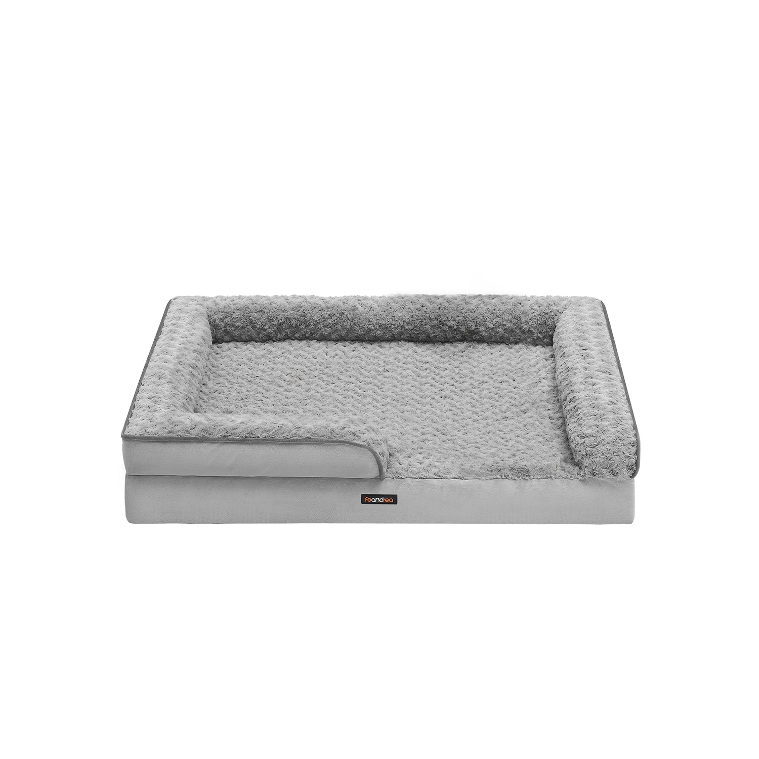 Orthopedic dog bed with plush cover in pigeon gray