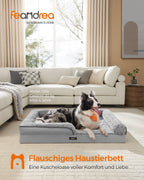 Orthopedic dog bed with plush cover in pigeon gray