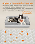 Orthopedic dog bed with plush cover in pigeon gray