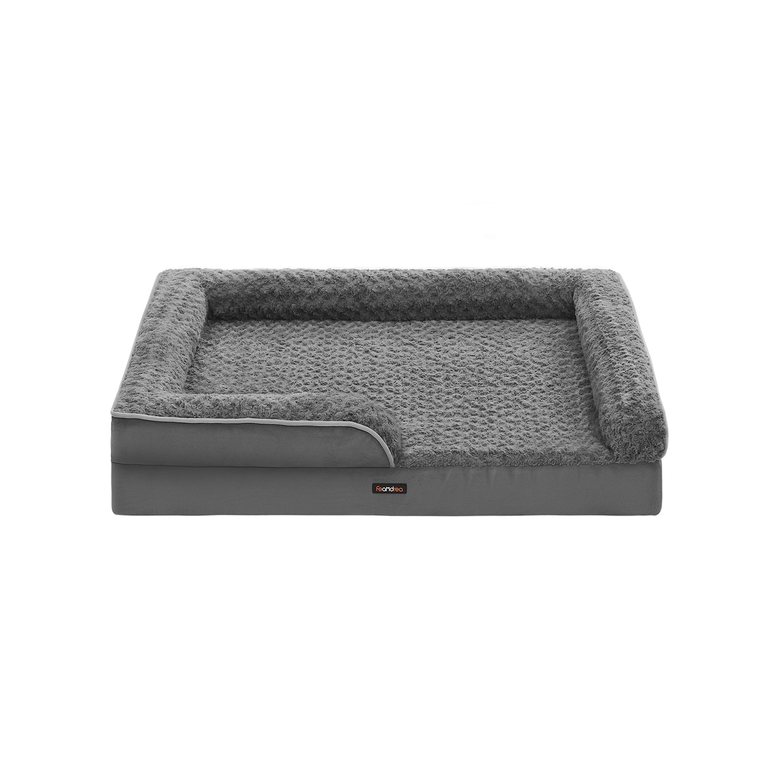 Orthopedic dog bed with plush upholstery in Leigrijs