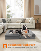 Orthopedic dog bed with plush upholstery in Leigrijs