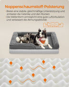 Orthopedic dog bed with plush upholstery in Leigrijs