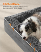 Orthopedic dog bed with plush upholstery in Leigrijs