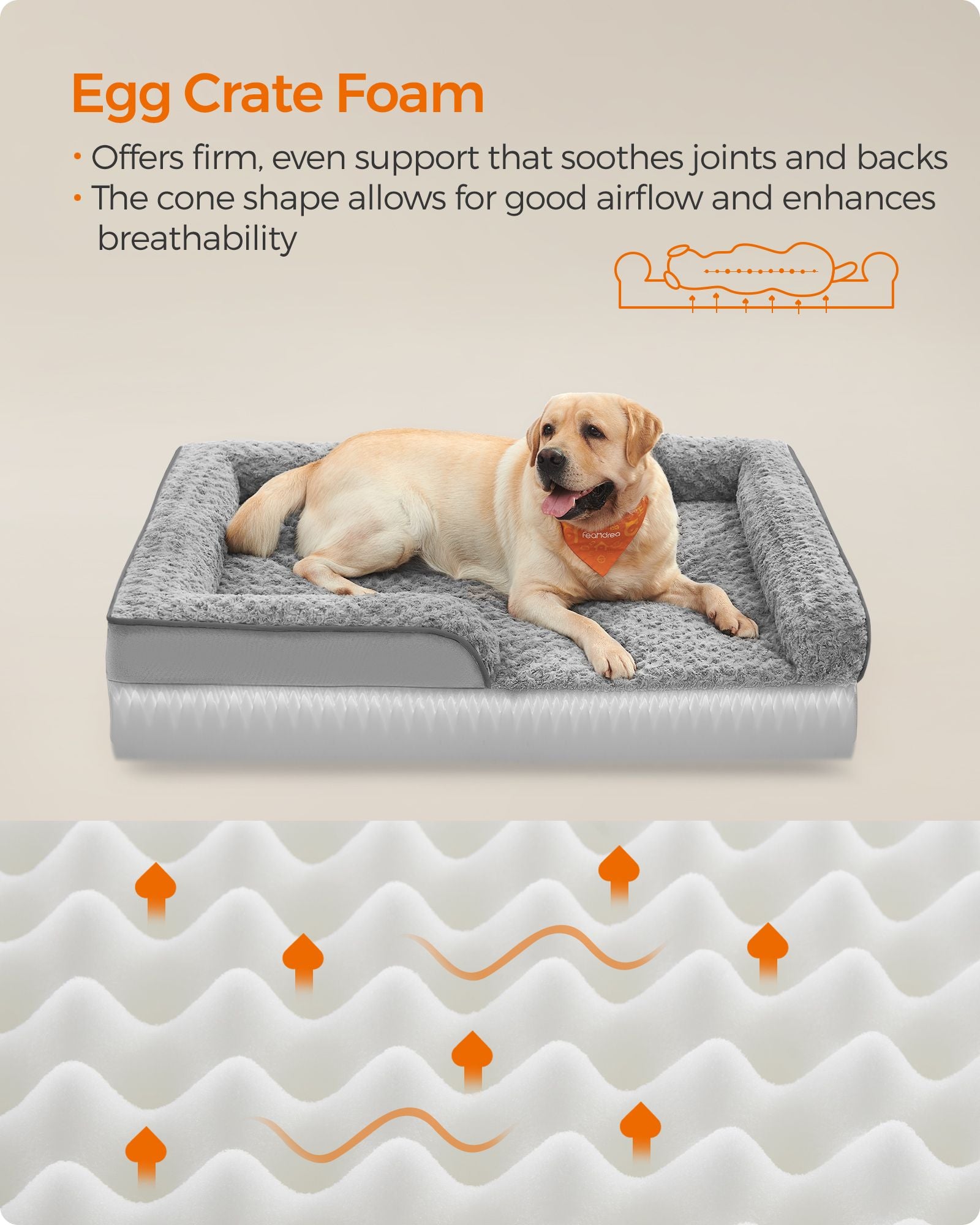 Orthopedic dog bed - large format - pigeon gray - supportive