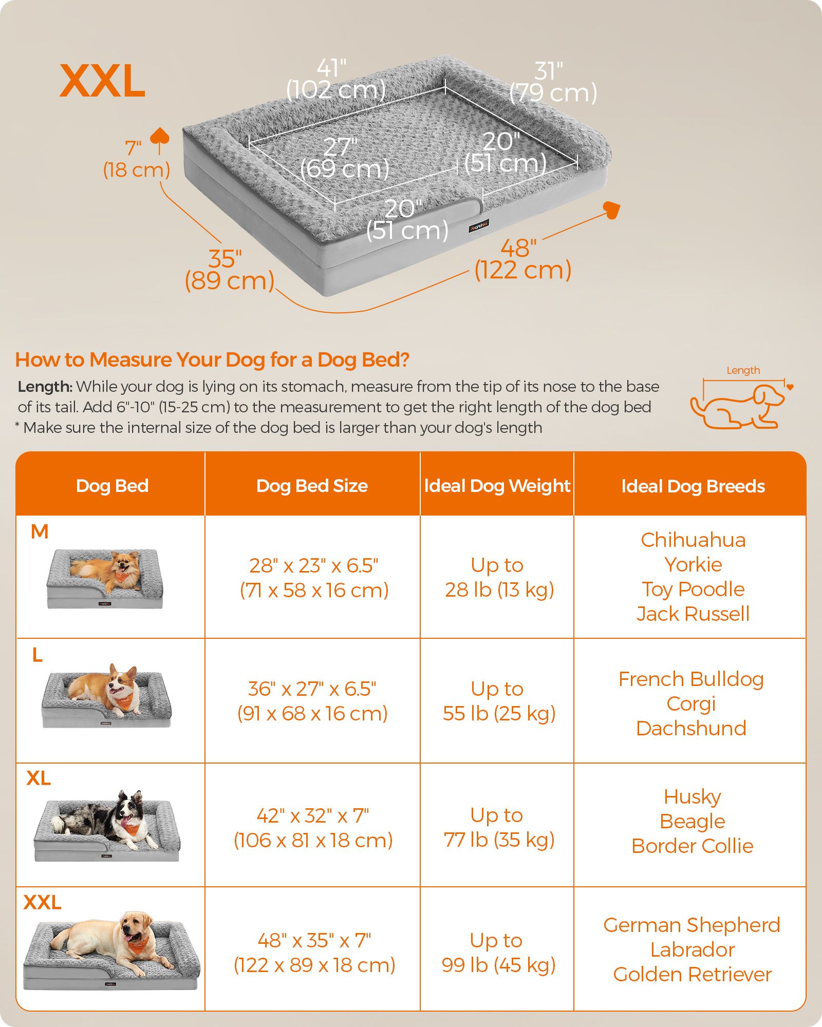 Orthopedic dog bed - large format - pigeon gray - supportive