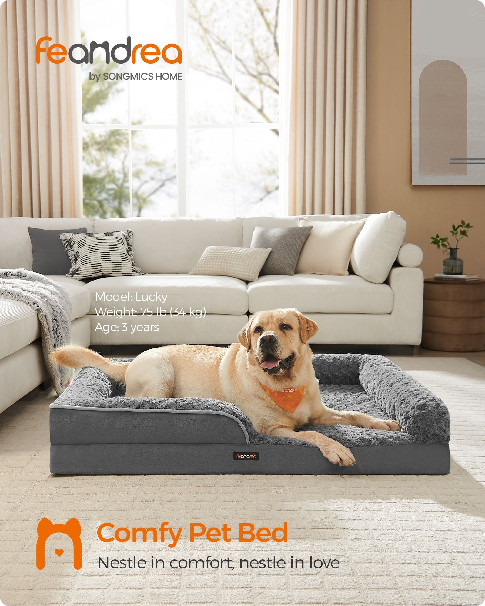 Orthopedic dog bed - large format - slate gray - comfort plus