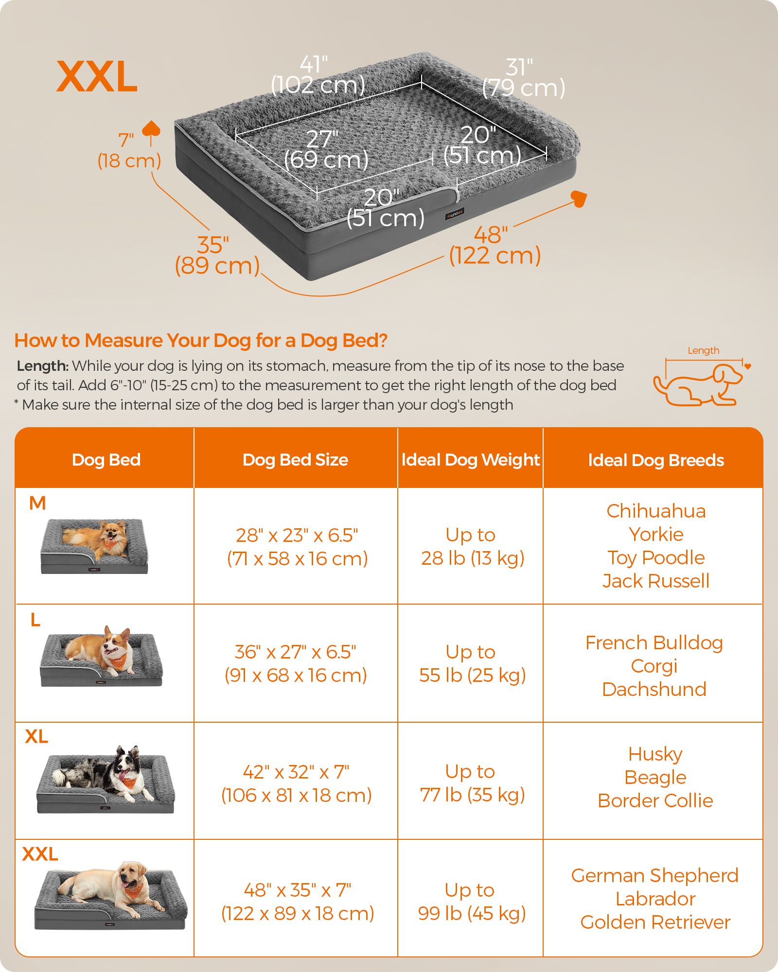 Orthopedic dog bed - large format - slate gray - comfort plus