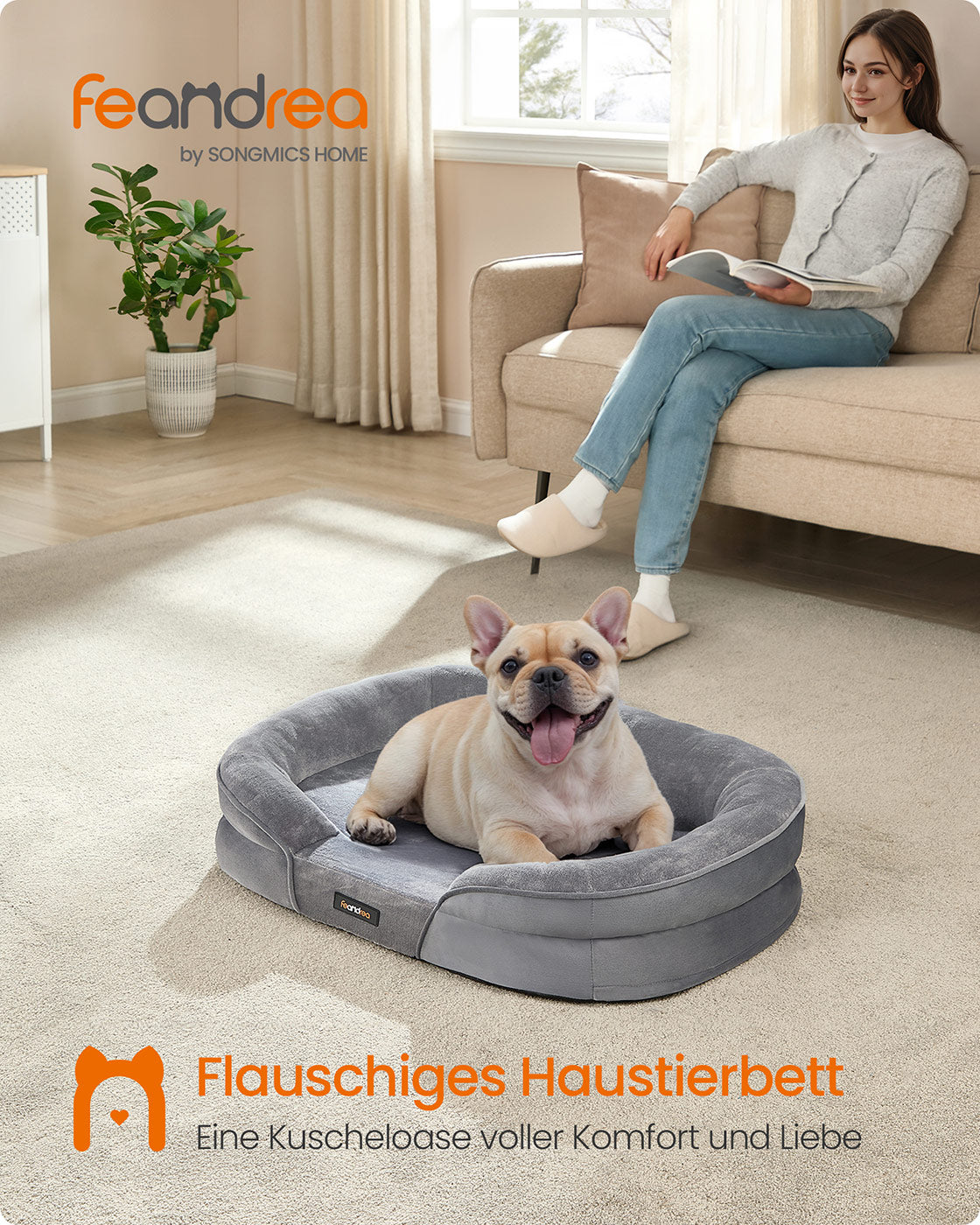 Dog Bed - Standing Borders - 76 x 51 x 18 cm - Light gray