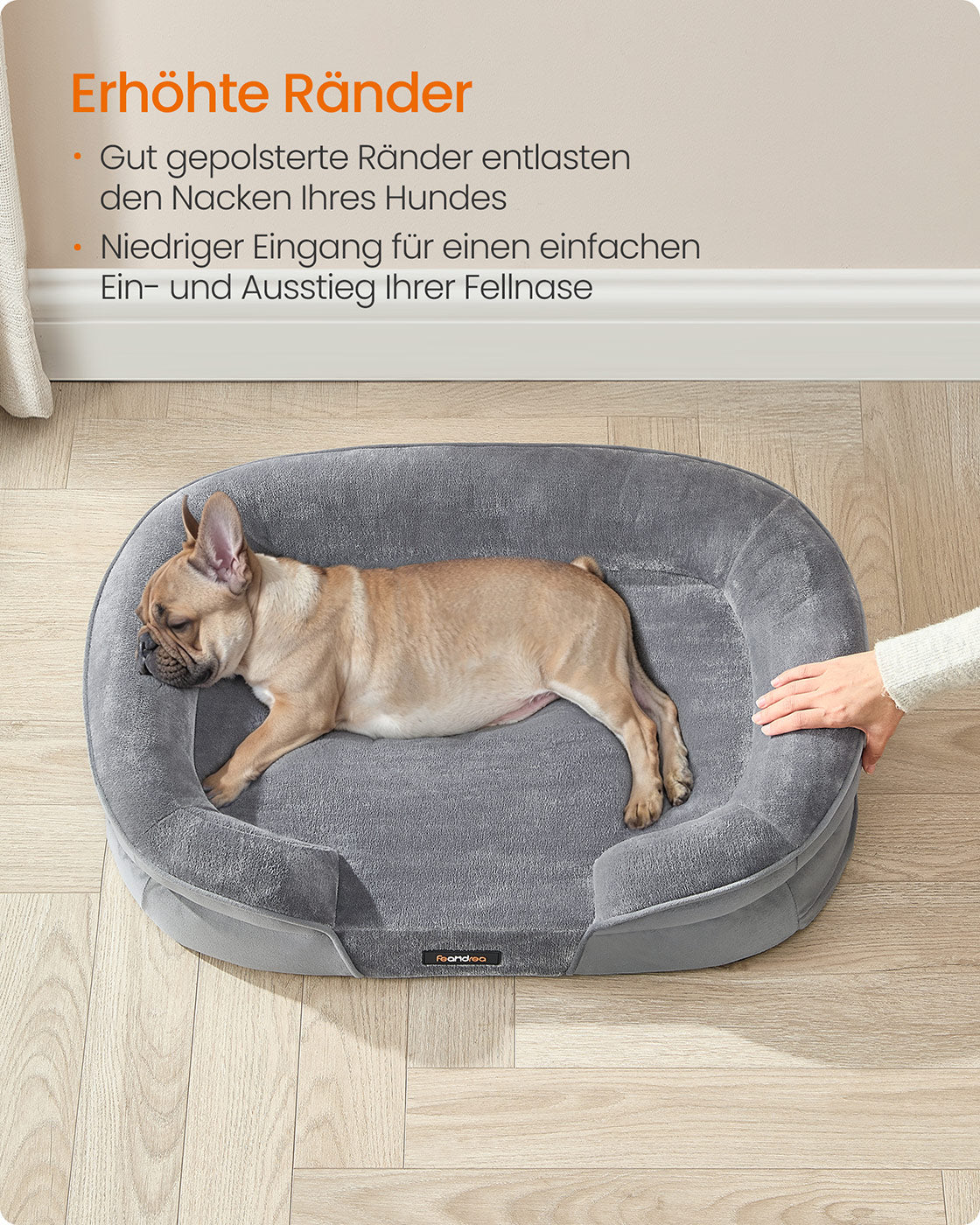 Dog Bed - Standing Borders - 76 x 51 x 18 cm - Light gray