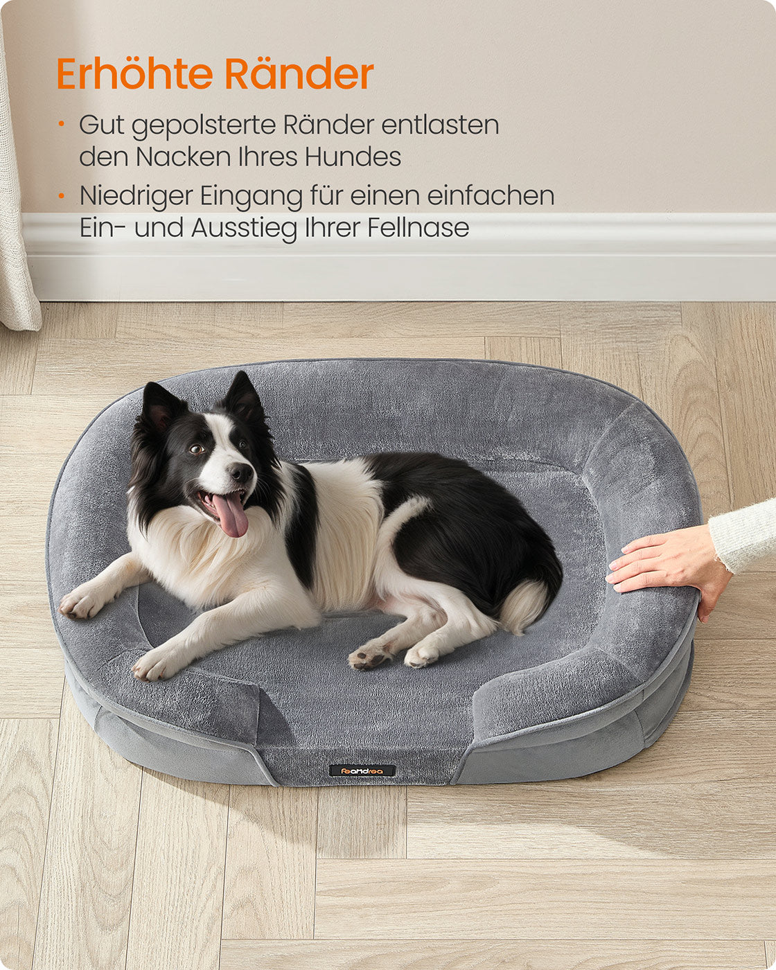 Dog Bed - Standing Borders - 91 x 68 x 18 cm - Light gray