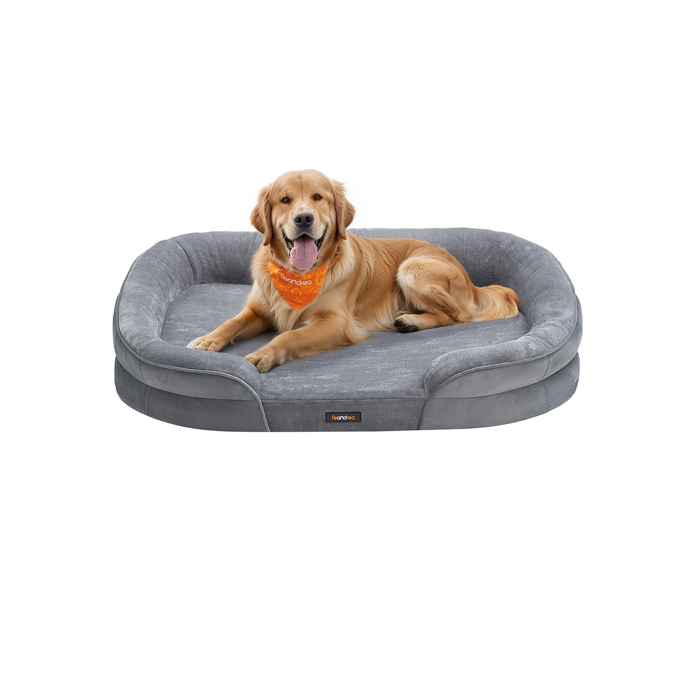 Dog bed - Rolled edges - 106 x 76 x 18 cm - light gray