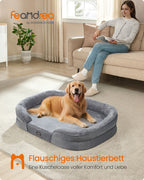 Dog bed - Rolled edges - 106 x 76 x 18 cm - light gray