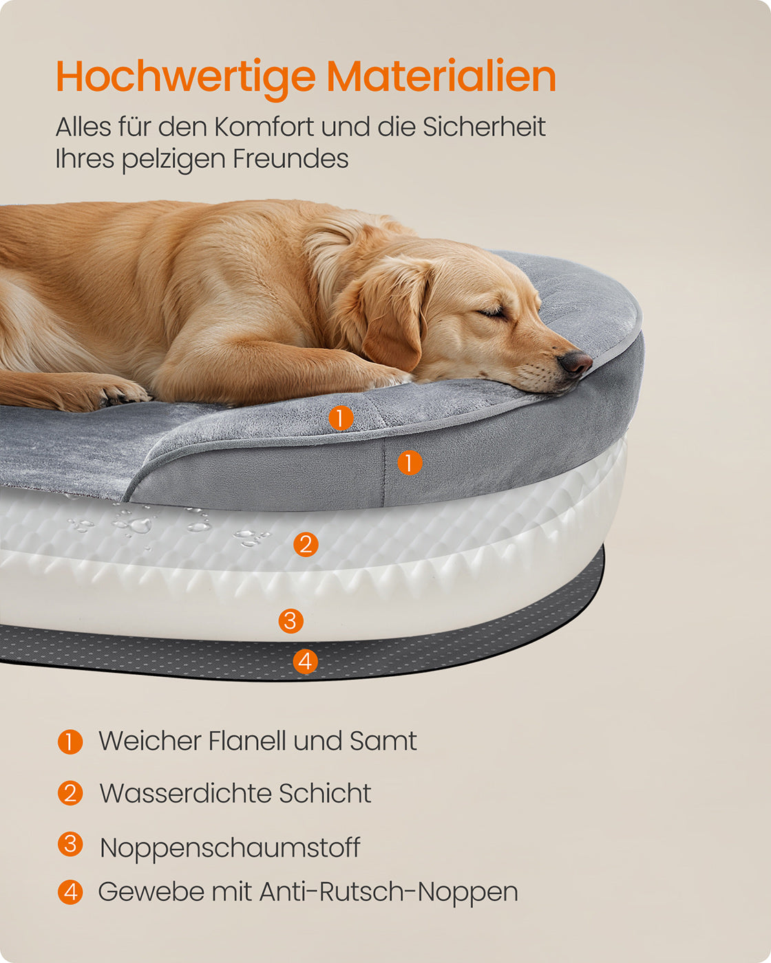 Dog bed - Rolled edges - 106 x 76 x 18 cm - light gray