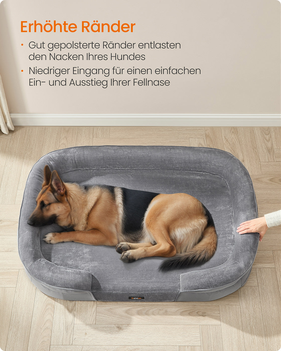 Dog Bed - Standing Borders - 122 x 85 x 20 cm - Light gray
