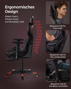 Office chair-Ergonomic-With Armrests & Kisses-Black-Rood