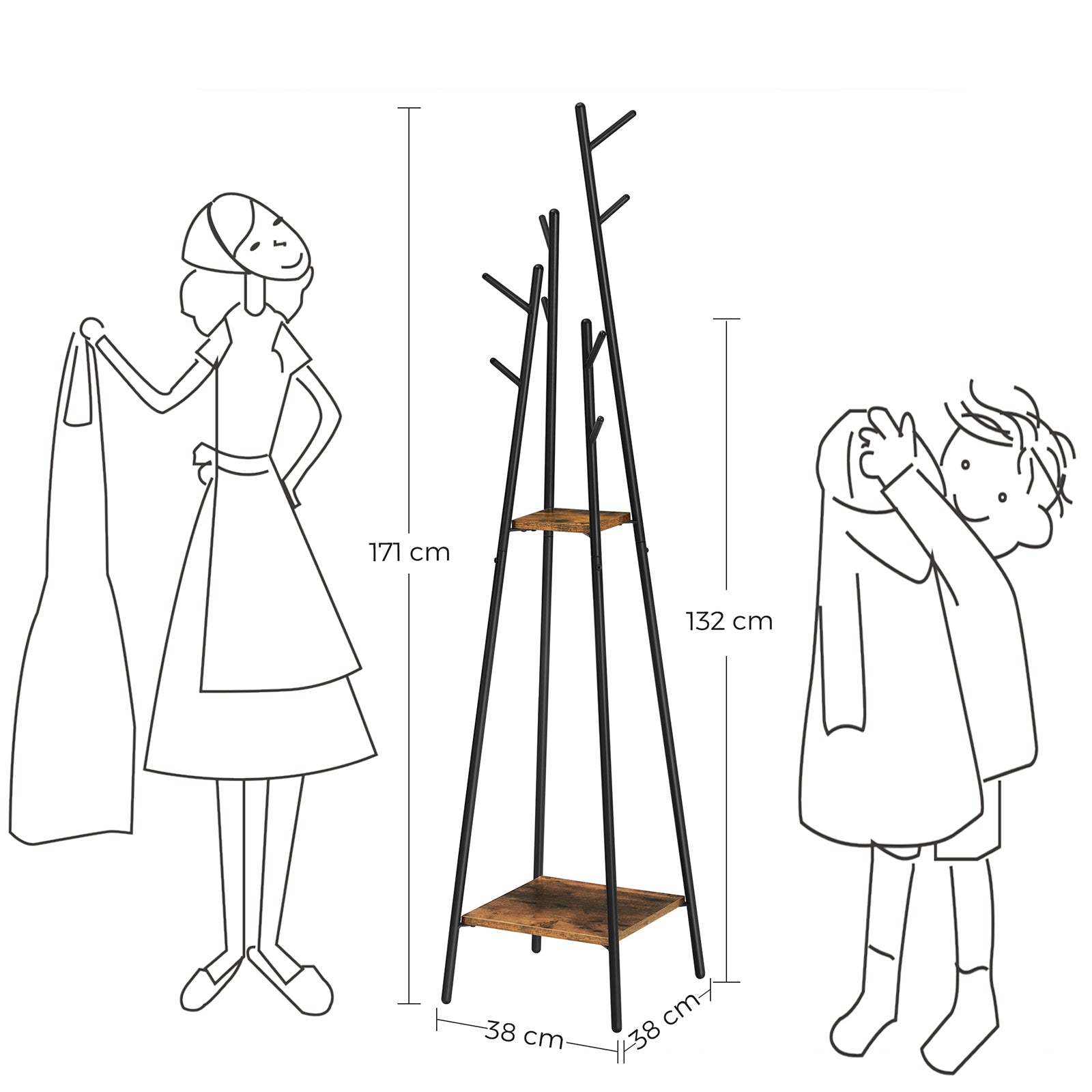 Coat rack-Industrial style-Vintage brown-black