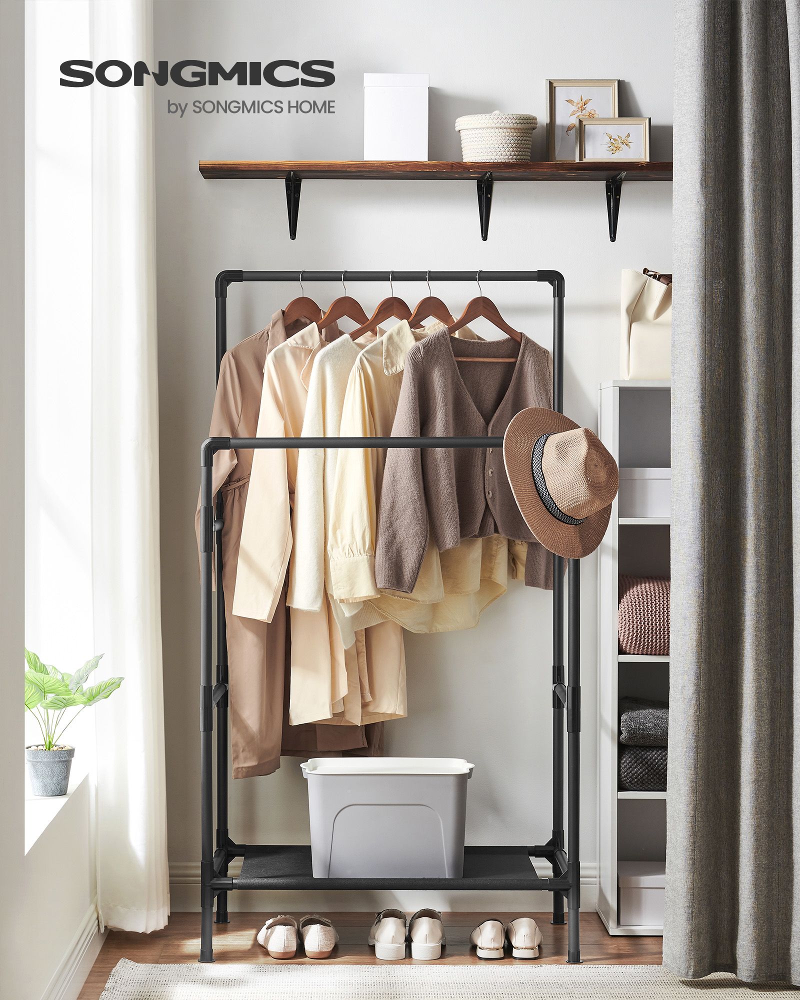 Metal clothing rack, easy to assemble, white