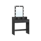Dressing table - makeup table with mirror and dimmable light bulbs - 2 drawers - white