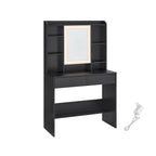 Dressing table - makeup table - with LED lighting and mirror - 2 drawers - made of wood - white