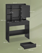 Dressing table - Make -up table - With LED lighting and mirror - 2 drawers - made of wood - Black