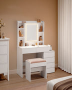 Dresser with LED lighting-Modern-Cloud White