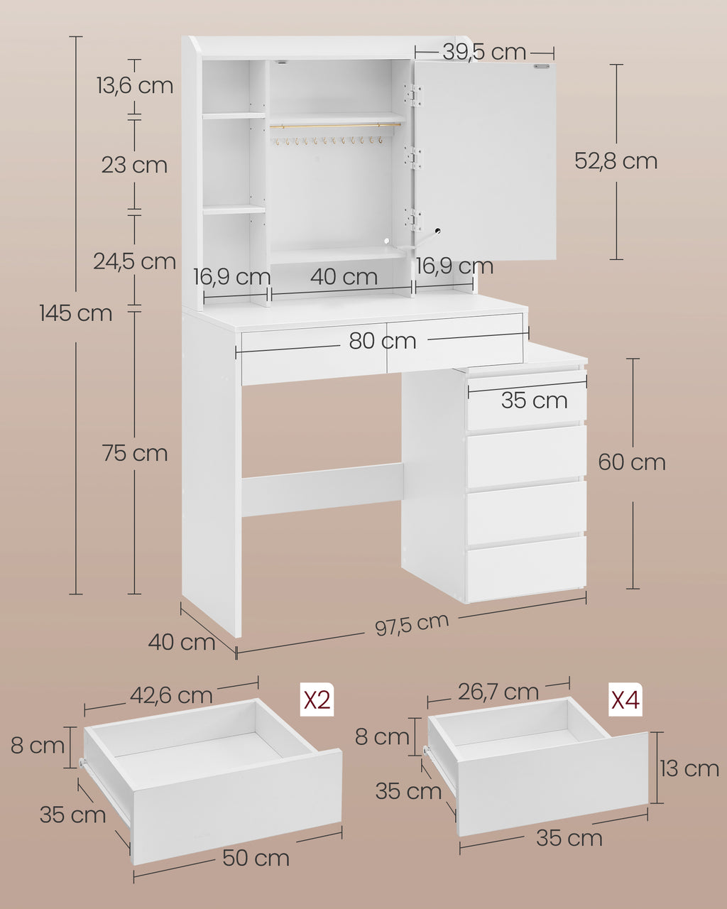 Dresser with LED lighting-Modern-Cloud White