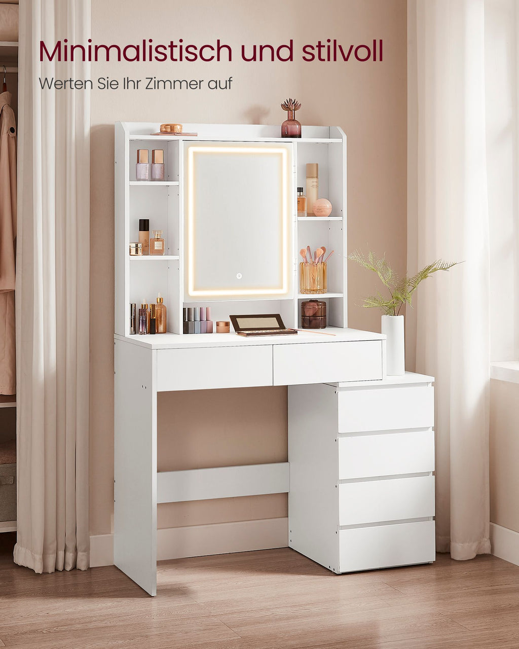 Dresser with LED lighting-Modern-Cloud White