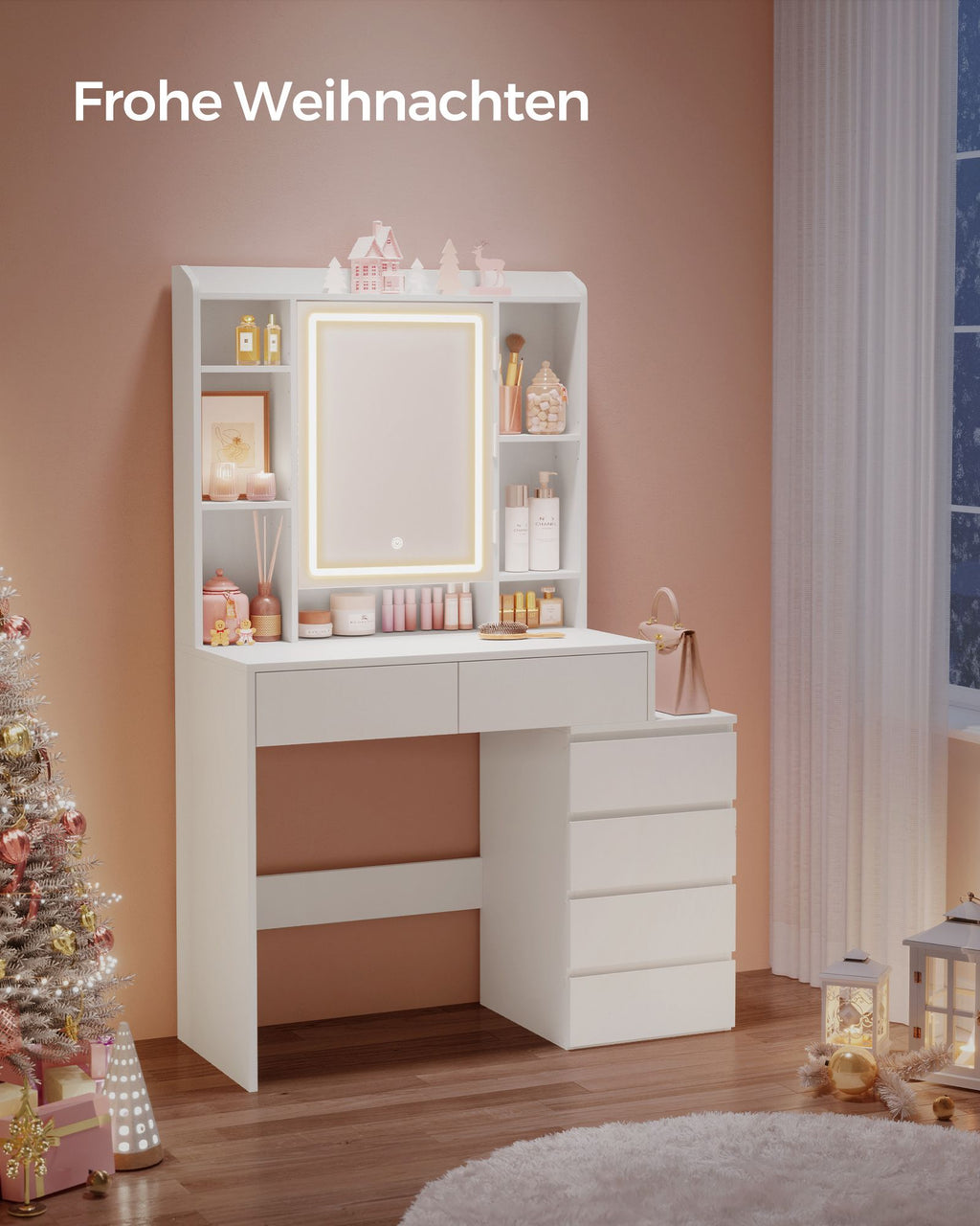 Dresser with LED lighting-Modern-Cloud White