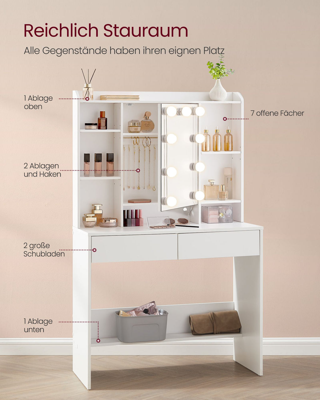 Dressing table - modern - with mirror and drawers
