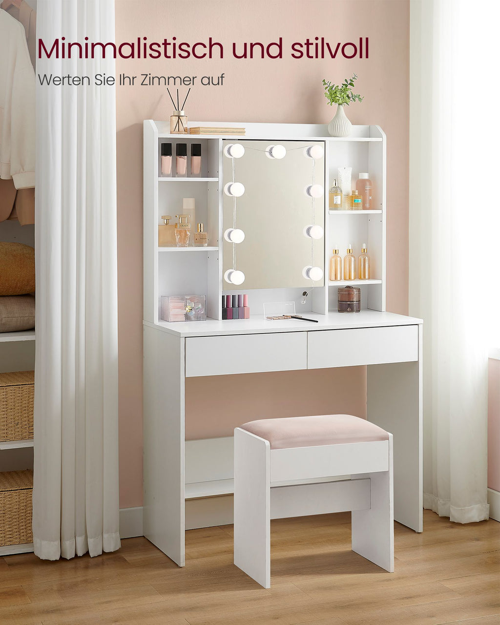 Dressing table - modern - with mirror and drawers