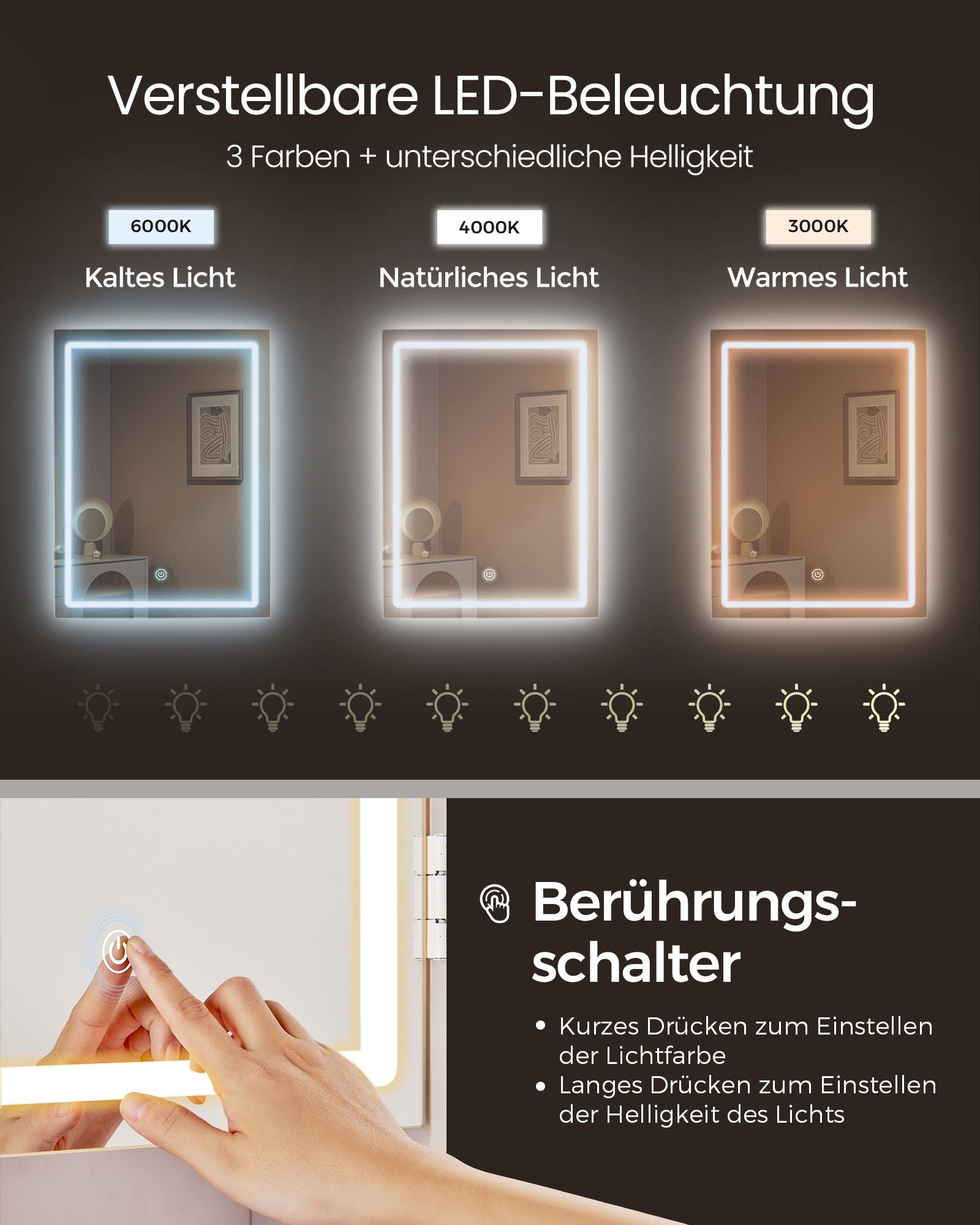 Dresser with LED lighting-Modern-Cloud White