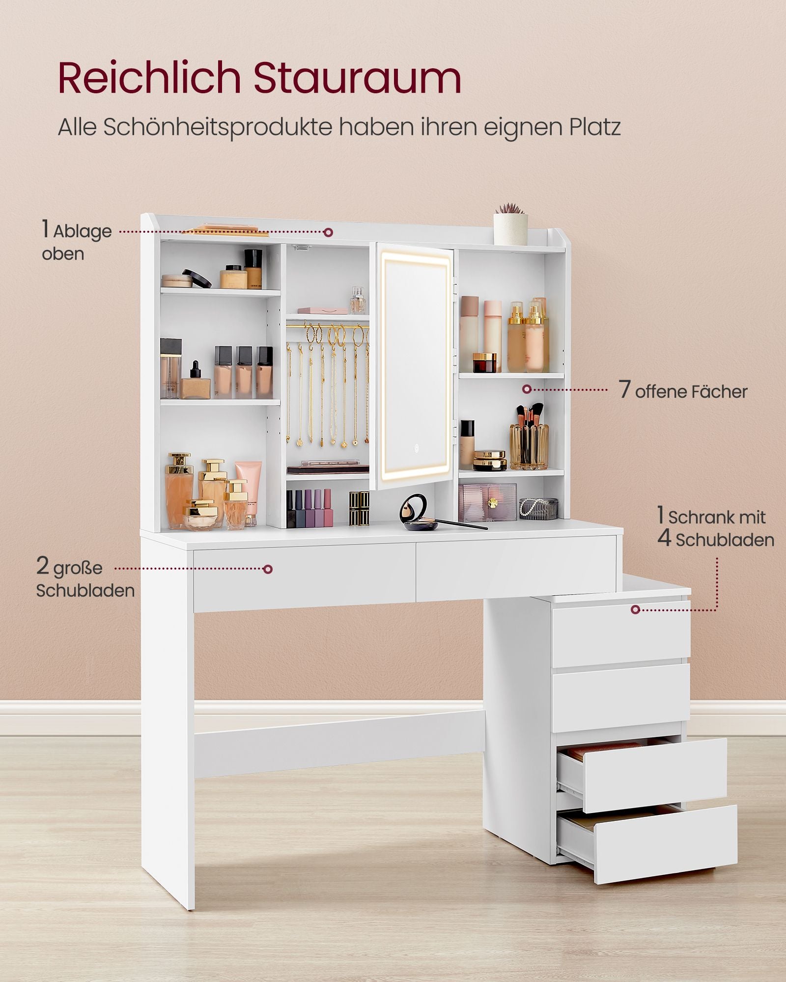 Dresser with LED lighting-Modern-Cloud White