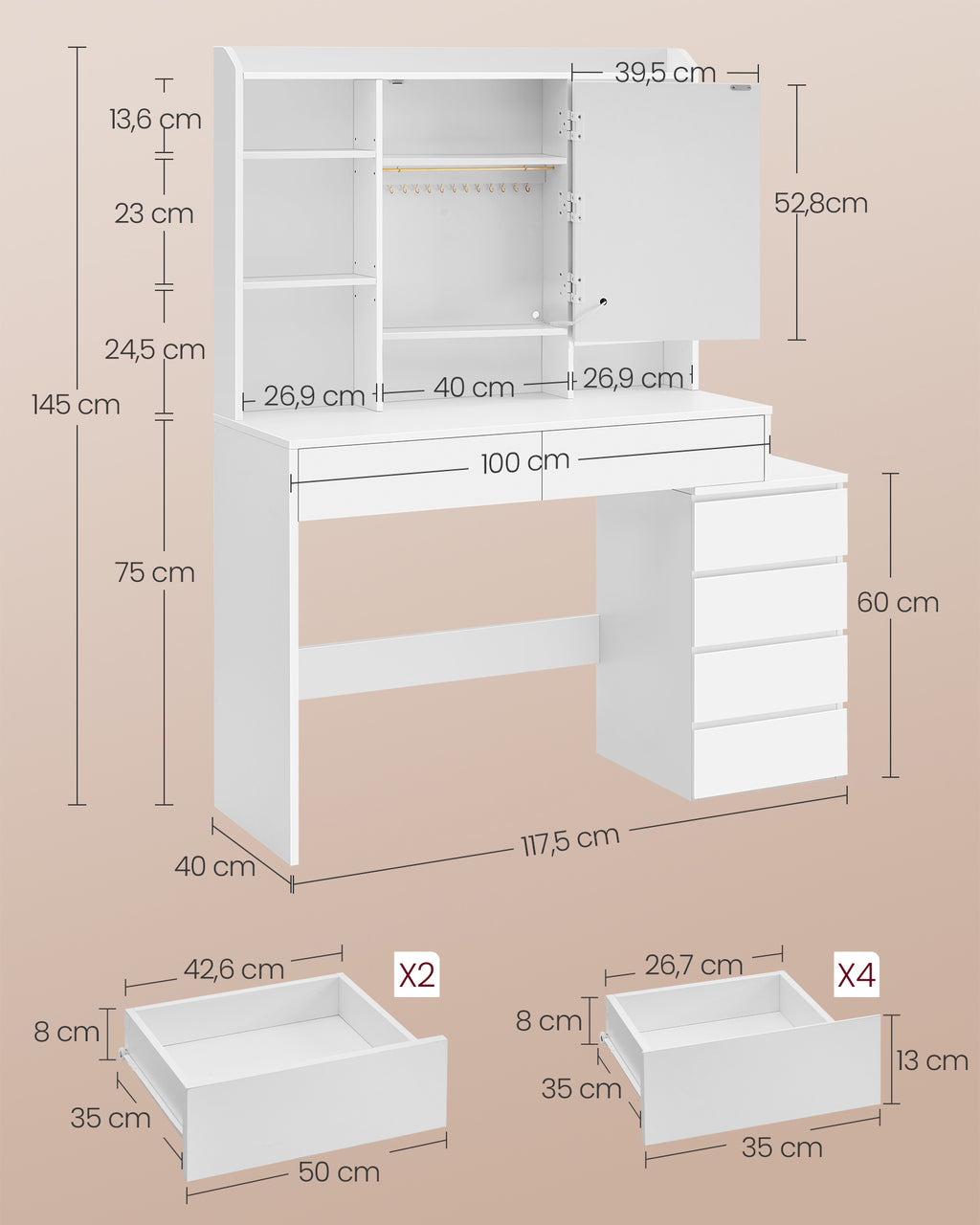 Dresser with LED lighting-Modern-Cloud White