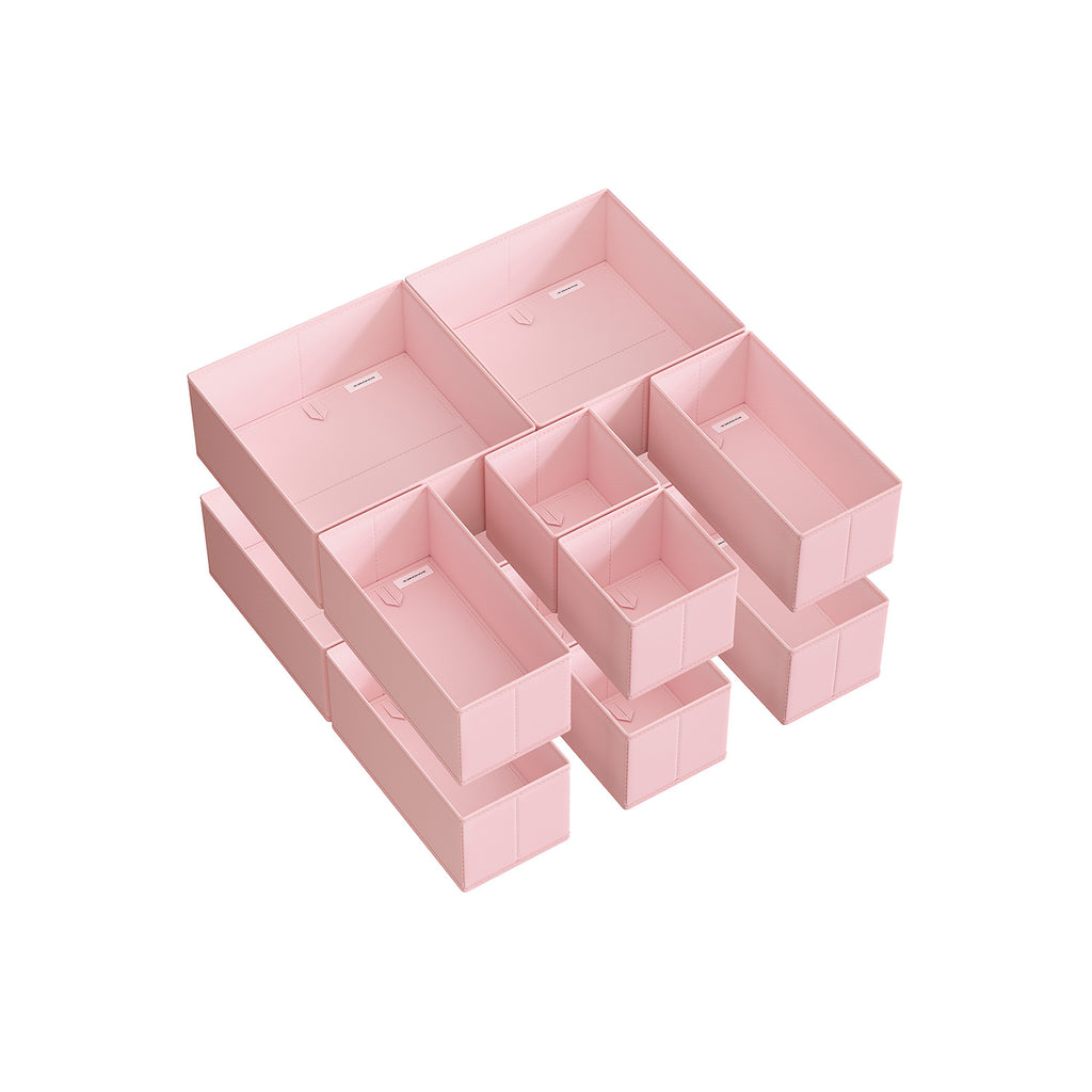 Storage box for drawers' set of 12 pastel pink