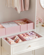 Storage box for drawers' set of 12 pastel pink