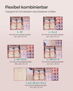 Storage box for drawers' set of 12 pastel pink
