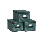 Storage boxes - Set of 3 - With lid - Green