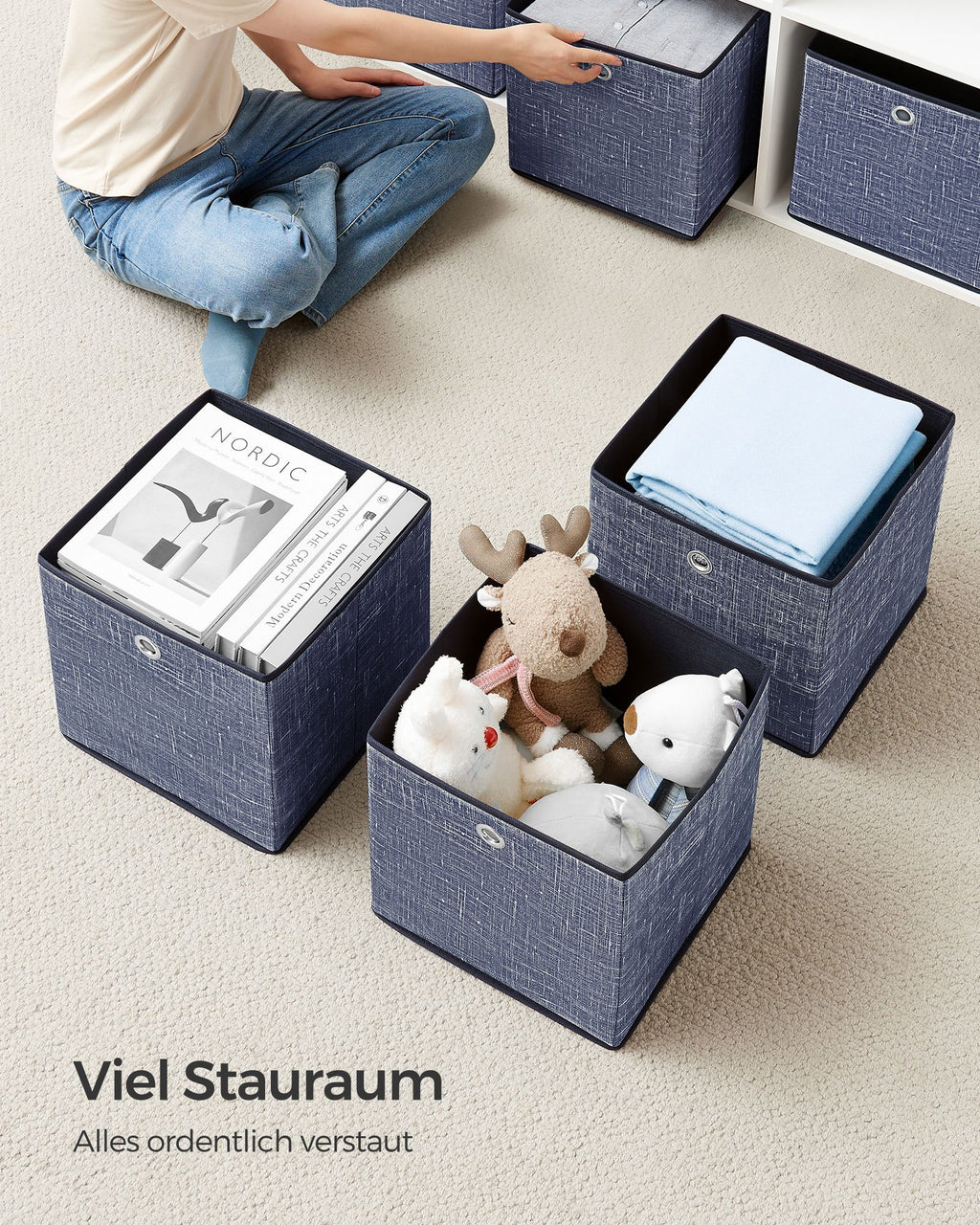 Storage boxes - Set of 6 - Fog blue